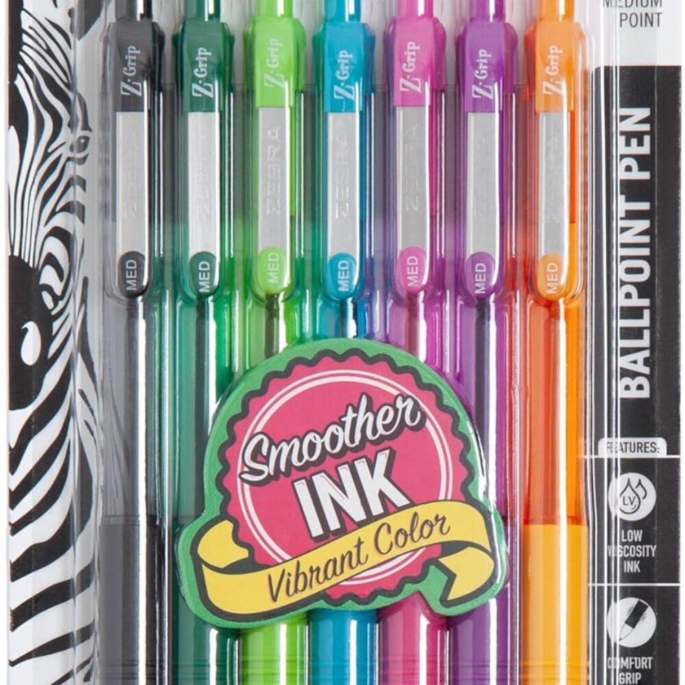 Z-Grip Retractable Ballpoint Pen, Smooth-Flowing Assorted Fashion Colors, 1.0mm